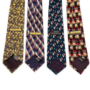 Cocktail Collection Mens Tie Lot of 4 100% Silk Made in USA Neckties 57x3.5” Vtg